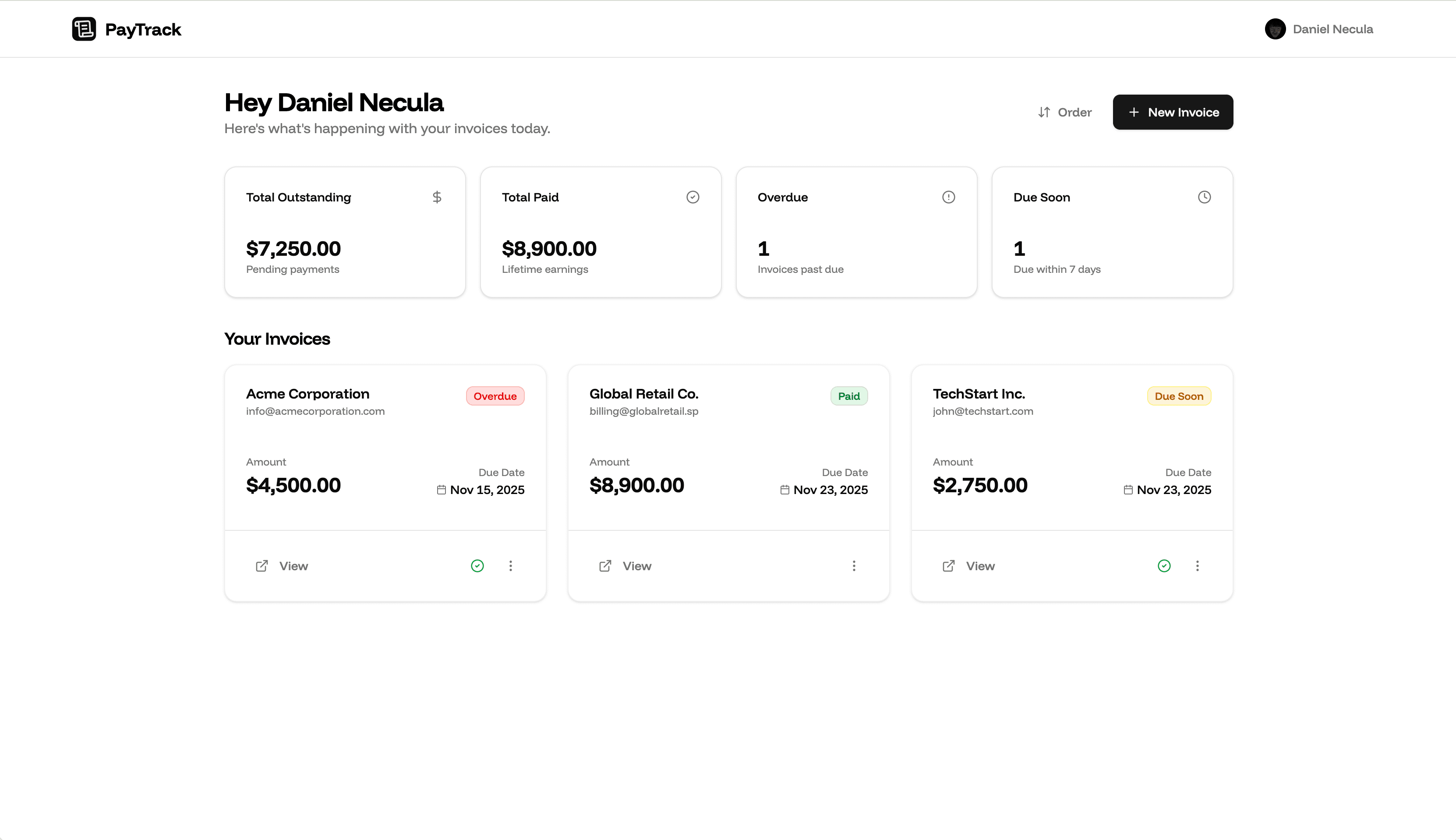 PayTrack Dashboard Preview